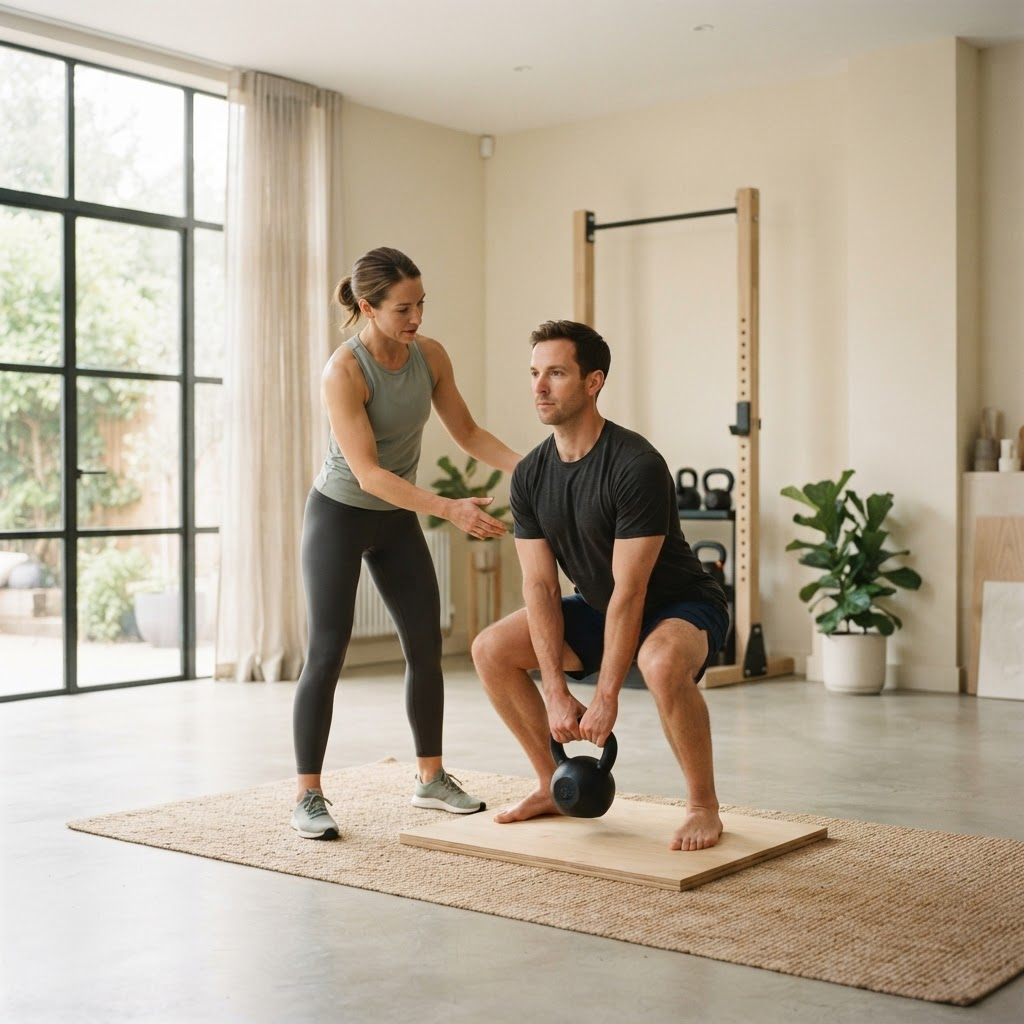Trainer betreut eine einzelne Person beim individuellen Training
